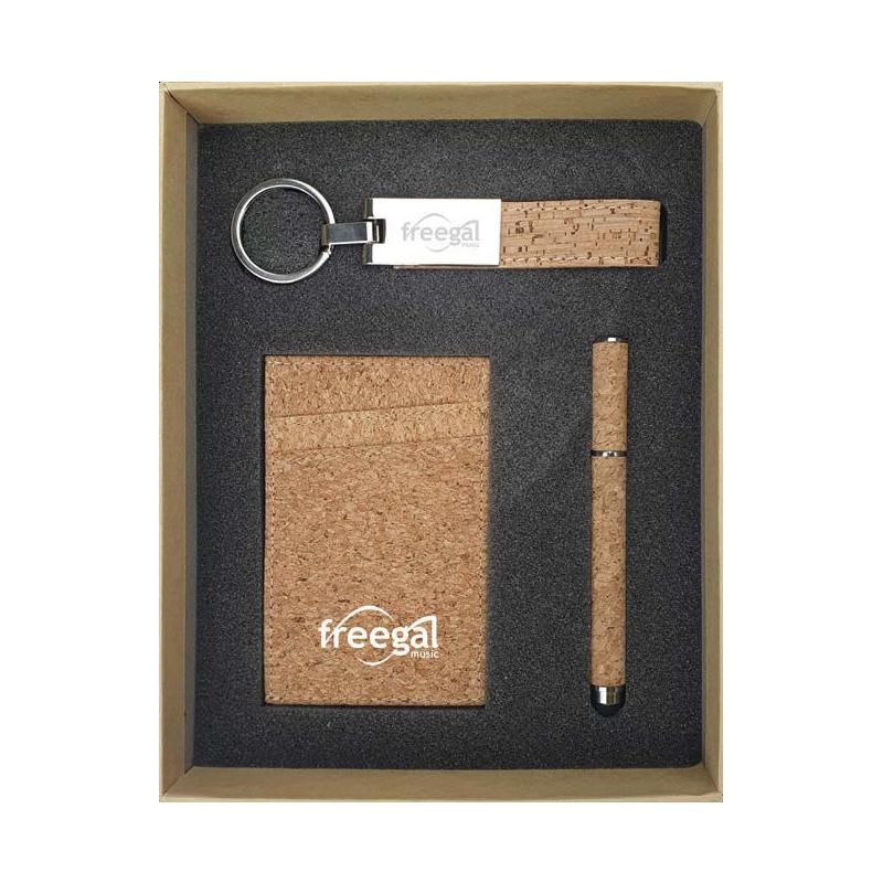 WGS-21 - Natural Cardboard Gift Box With RFID Protected Cork Card Holder